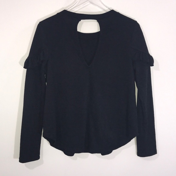 Ruffle Top Keyhole Back Shirt Long Sleeves - Picture 8 of 8